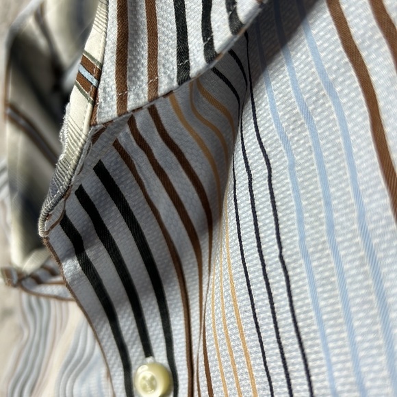 🎯Thomas Dean Boys Poplin Stripe LS Button Down Shirt Multi Size XL (18-20) - Picture 3 of 6